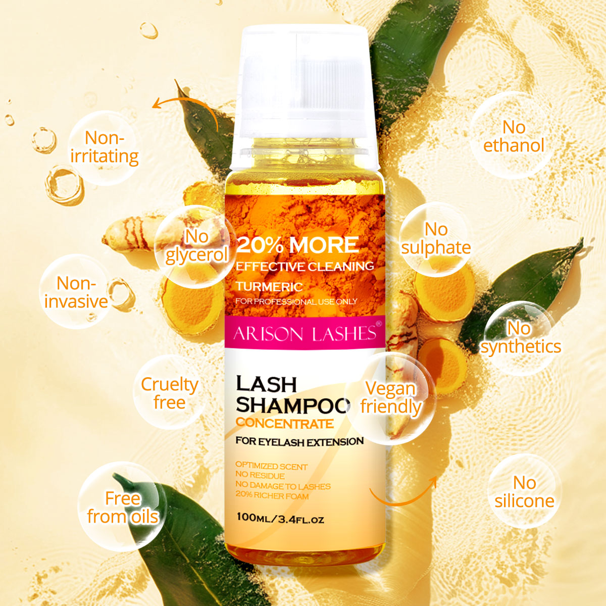 ARISON 100ml Shampoo per cigli - Eyelash Extension Foam Cleanser recensione e prezzo